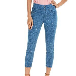 L400 Hue Ditsy Floral-Print Denim Skimmer Leggings